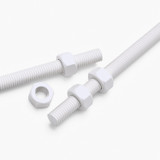 2x White PTFE M5 x 1000 mm Threaded Rods, Plastic Studding + 4 Nuts