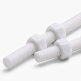 2x barre filettate in PTFE bianco M5 x 1000 mm + 4 dadi