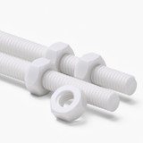 2x barre filettate in PTFE bianco M6 x 200 mm + 4 dadi