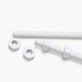 2x White PTFE M6 x 1000 mm Threaded Rods, Plastic Studding + 4 Nuts