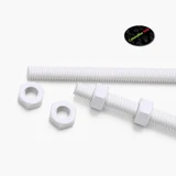 2x White PTFE M6 x 1000 mm Threaded Rods, Plastic Studding + 4 Nuts