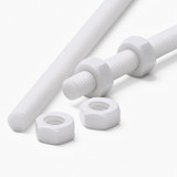2x barre filettate in PTFE bianco M6 x 1000 mm + 4 dadi