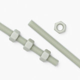 2x Natural Nylon PA66+GF M12 x 200 mm Threaded Rods, Studding + 4 Nuts
