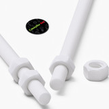 2x White PTFE M5 x 200 mm Threaded Rods, Plastic Studding + 4 Nuts