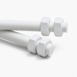 2x White Polypropylene (PP) M16 x 1000 mm Threaded Rods, Studding + 4 Nuts