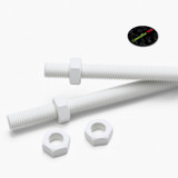 2x White Polypropylene (PP) M16 x 1000 mm Threaded Rods, Studding + 4 Nuts