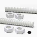 2x barre filettate in polipropilene bianco M16 x 1000 mm + 4 dadi