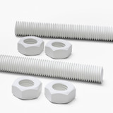 2x barre filettate in polipropilene bianco M16 x 1000 mm + 4 dadi