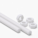 2x White PTFE M16 x 500 mm Threaded Rods, Plastic Studding + 4 Nuts