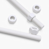 2x barre filettate in polipropilene bianco M10 x 500 mm + 4 dadi
