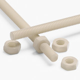2x barre filettate in nylon PA66 naturale M4 x 200 mm + 4 dadi