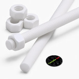 2x barre filettate in PTFE bianco M12 x 200 mm + 4 dadi