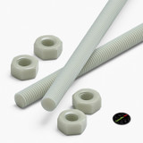 2x barre filettate in nylon PA66+GF naturale M8 x 500 mm + 4 dadi