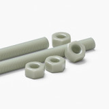 2x Natural Nylon PA66+GF M8 x 500 mm Threaded Rods, Studding + 4 Nuts