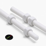 2x White Polypropylene (PP) M8 x 200 mm Threaded Rods, Studding + 4 Nuts