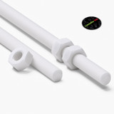 2x White Polypropylene (PP) M8 x 200 mm Threaded Rods, Studding + 4 Nuts