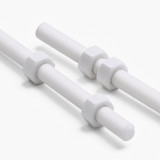2x White Polypropylene (PP) M8 x 200 mm Threaded Rods, Studding + 4 Nuts