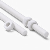 2x White Polypropylene (PP) M8 x 200 mm Threaded Rods, Studding + 4 Nuts