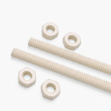 2x Natural Nylon PA66 M6 x 500 mm Threaded Rods, Plastic Studding + 4 Nuts