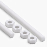 2x barre filettate in PTFE bianco M8 x 500 mm + 4 dadi