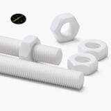 2x barre filettate in polipropilene bianco M16 x 200 mm + 4 dadi