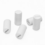 50x White Polypropylene Plastic M5 x 10 mm Slotted Grub Screws, Set Screws