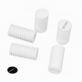50x White Polypropylene Plastic M3 x 6 mm Slotted Grub Screws, Set Screws