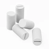 50x White Polypropylene Plastic M8 x 16 mm Slotted Grub Screws, Set Screws