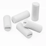 50x viti senza testa con intaglio in polipropilene bianco M4 x 10 mm