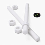 2x White PTFE M12 x 300 mm Threaded Rods, Plastic Studding + 4 Nuts