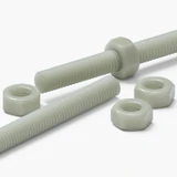 2x barre filettate in nylon PA66+GF naturale M6 x 300 mm + 4 dadi