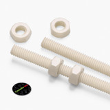 2x barre filettate in nylon PA66 naturale M4 x 300 mm + 4 dadi
