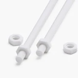 2x White PTFE M3 x 300 mm Threaded Rods, Plastic Studding + 4 Nuts