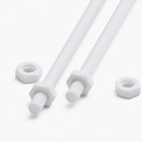 2x barre filettate in PTFE bianco M3 x 300 mm + 4 dadi