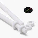 2x White PTFE M4 x 300 mm Threaded Rods, Plastic Studding + 4 Nuts