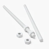 2x White Polypropylene (PP) M8 x 300 mm Threaded Rods, Studding + 4 Nuts
