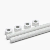 2x White Polypropylene (PP) M8 x 300 mm Threaded Rods, Studding + 4 Nuts