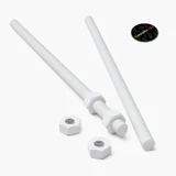 2x White Polypropylene (PP) M8 x 300 mm Threaded Rods, Studding + 4 Nuts