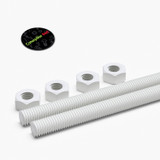 2x barre filettate in polipropilene bianco M8 x 300 mm + 4 dadi