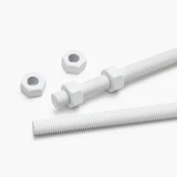 2x White Polypropylene (PP) M8 x 300 mm Threaded Rods, Studding + 4 Nuts