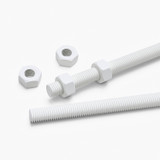 2x barre filettate in polipropilene bianco M8 x 300 mm + 4 dadi