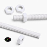 2x White PTFE M14 x 300 mm Threaded Rods, Plastic Studding + 4 Nuts