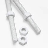 2x barre filettate in polipropilene bianco M10 x 300 mm + 4 dadi