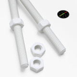 2x barre filettate in polipropilene bianco M10 x 300 mm + 4 dadi
