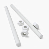 2x barre filettate in polipropilene bianco M10 x 300 mm + 4 dadi