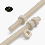 2x barre filettate in nylon PA66 naturale M8 x 300 mm + 4 dadi