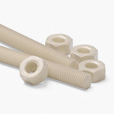 2x Natural Nylon PA66 M8 x 300 mm Threaded Rods, Plastic Studding + 4 Nuts