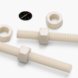 2x Natural Nylon PA66 M5 x 300 mm Threaded Rods, Plastic Studding + 4 Nuts