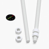 2x barre filettate in polipropilene bianco M12 x 300 mm + 4 dadi
