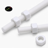 2x White PTFE M5 x 300 mm Threaded Rods, Plastic Studding + 4 Nuts